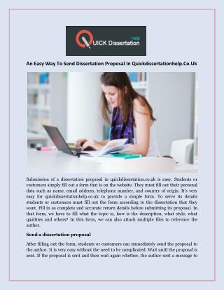 An Easy Way To Send Dissertation Proposal In Quickdissertationhelp.Co.Uk