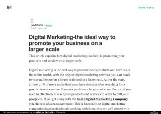 Digital Marketing-the ideal way to promote your business on a larger scale