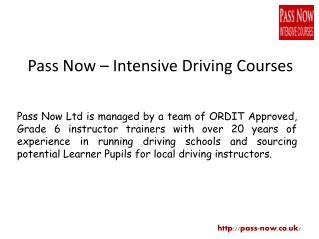 Pass Now - Intensive Driving Courses