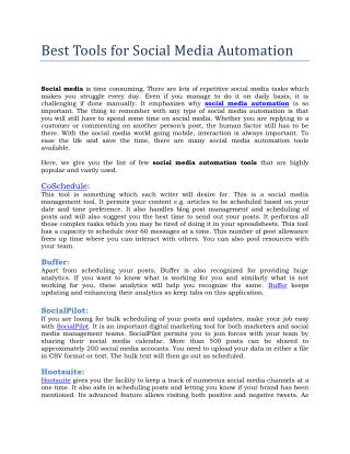 A brief insight of social media automation tools