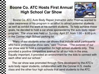 Boone Co. ATC Hosts First Annual High School Car Show