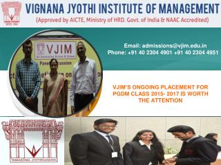 VJIM’S ONGOING PLACEMENT FOR PGDM CLASS 2015- 2017 IS WORTH THE ATTENTION