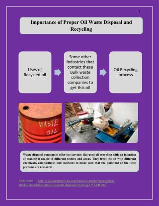 Importance of Proper Oil Waste Disposal and Recycling