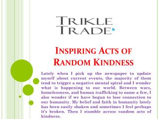 Inspiring Acts of Random Kindness 