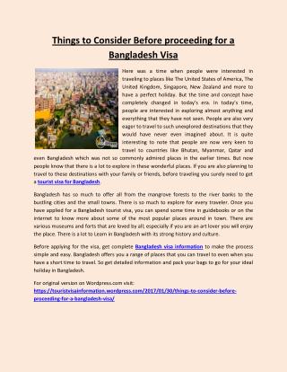 Things to Consider Before proceeding for a Bangladesh Visa