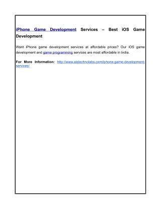 iPhone Game Development Services – Best iOS Game Development