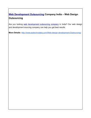 Web Development Outsourcing Company India – Web Design Outsourcing