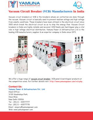 Vacuum Circuit Breaker Manufacturers India