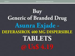 Buy Asunra Exjade Deferasirox 400 Mg @ Us$ 4.19
