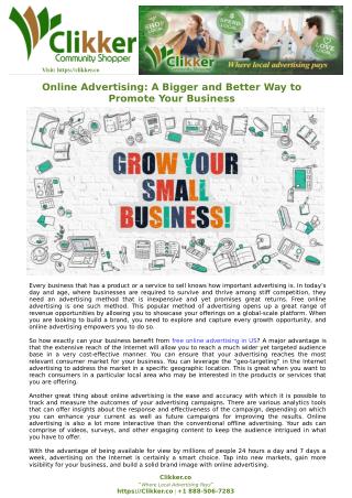 Online Advertising: A Bigger and Better Way to Promote Your Business