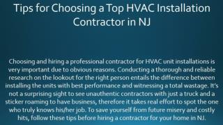 Tips For Choosing A Top HVAC Installation Contractor in NJ