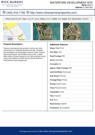 Cayman Development Land For Sale in Waterford, MLS# 405914
