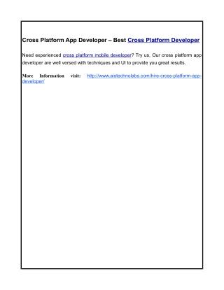 Cross Platform App Developer – Best Cross Platform Developer