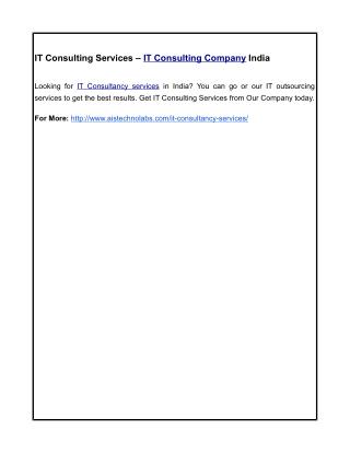 IT Consulting Services – IT Consulting Company India