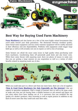 Best Way for Buying Used Farm Machinery