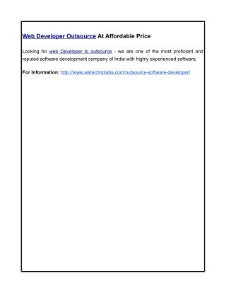 Web Developer Outsource At Affordable Price