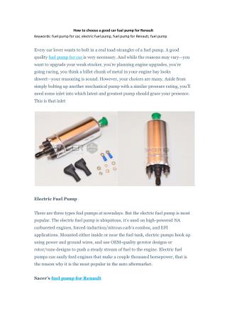 How to choose a good car fuel pump for Renault