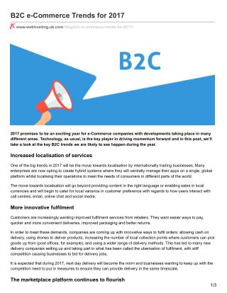 B2C e-Commerce Trends for 2017