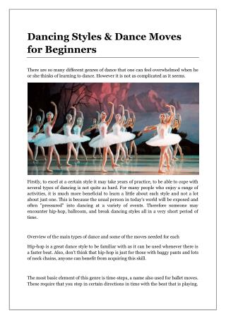 Dancing Styles & Dance Moves for Beginners