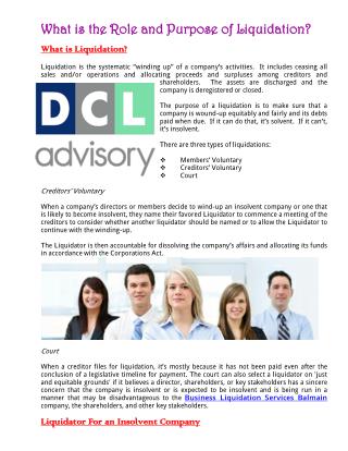 What is the Role and Purpose of Liquidation?