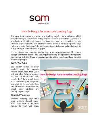 How To Design An Interactive Landing Page