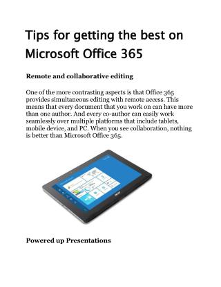 Tips for getting the best on Microsoft Office 365