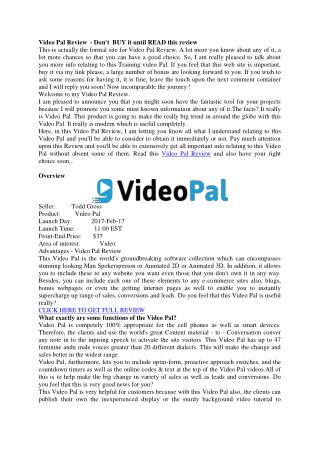 Video Pal Review – Great tool to boost up your sales