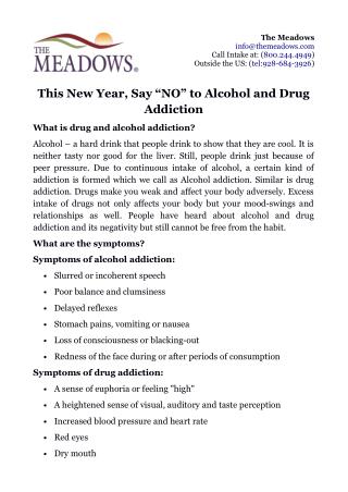 This New Year, Say “NO” to Alcohol and Drug Addiction