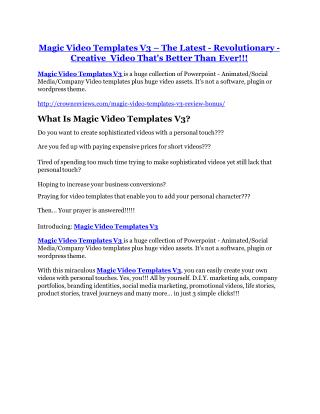 Magic Video Templates V3 review and (FREE) $12,700 bonus-- Magic Video Templates V3 Discount