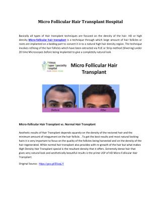 Micro Follicular Hair Transplant Hospital