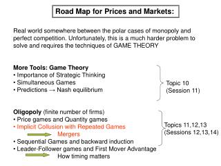 Road Map for Prices and Markets: