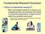 Fundamental Research Exclusion