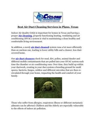 Best Air Duct Cleaning Services in Plano, Texas
