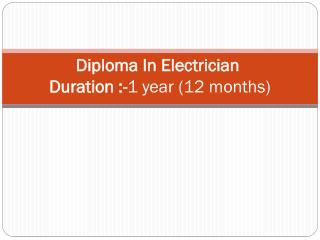 Diploma in Electrician