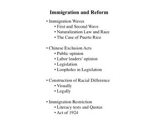 Immigration and Reform