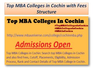 Top MBA colleges in Cochin with Fees Structure