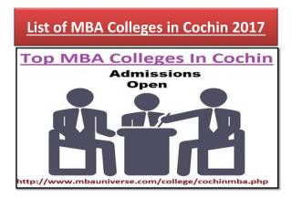 List of Top MBA Colleges in Cochin 2017