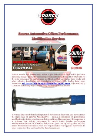 Source Automotive Offers Performance Modification Services