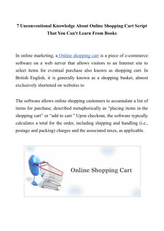 7 Unconventional Knowledge About Online Shopping Cart Script That You Can't Learn From Books