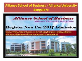 Alliance School of Business - Alliance University Bangalore