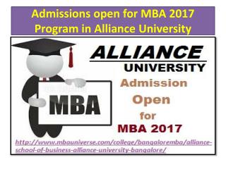 Admissions open for MBA 2017 Program in Alliance University