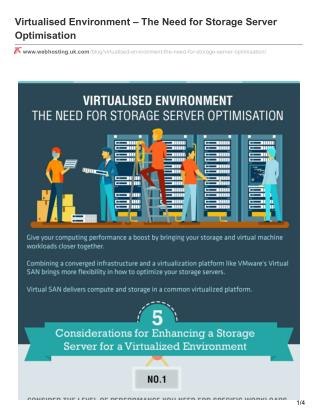 Virtualised Environment – The Need for Storage Server Optimisation
