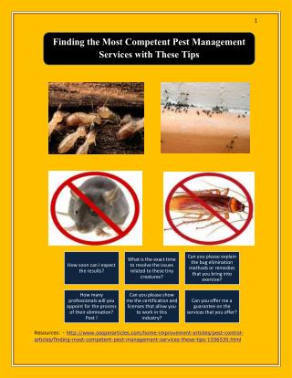 Finding the Most Competent Pest Management Services with These Tips