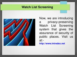 Watch List Screening