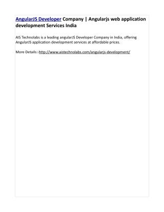 AngularJS Developer Company | Angularjs web application development Services India