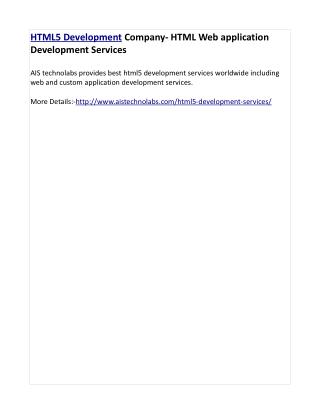 HTML5 Development Company- HTML Web application Development Services