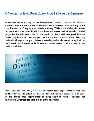 Choosing The Best Low Cost Divorce Lawyer