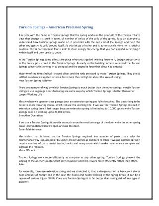 Torsion Springs – American Precision Spring