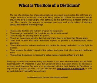 What is The Role of a Dietician?