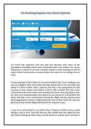 Air Booking Engines Are About Options